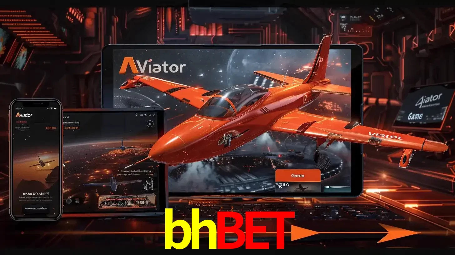 Apresentação tecnológica do jogo Aviator com um avião saindo da tela de um tablet, demonstrando a experiência imersiva em múltiplos dispositivos no bhbet.