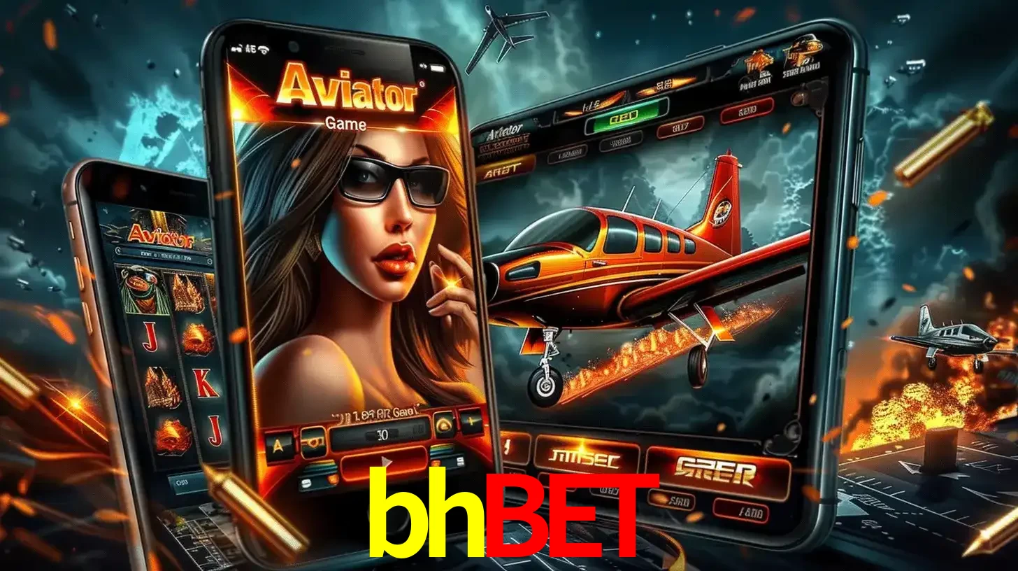 O popular jogo de apostas Aviator exibido em vários celulares e tablets, mostrando a interface emocionante e a ação de voo disponíveis para jogar agora no bhbet.