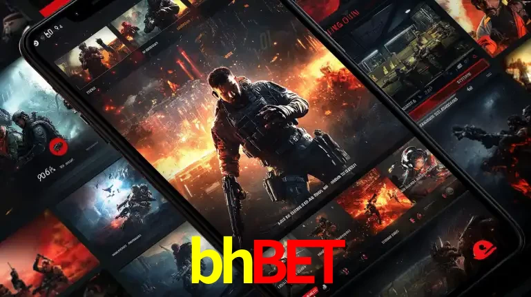 Tela de um celular exibindo uma galeria de jogos de tiro com temática militar, mostrando a variedade de e-sports disponíveis para apostas na plataforma de entretenimento bhbet.