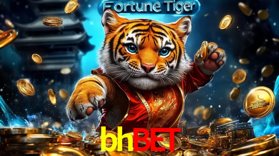 Imagem promocional do jogo de slot Fortune Tiger, com um tigre majestoso em traje tradicional cercado por uma fortuna em moedas de ouro, disponível agora no cassino bhbet.